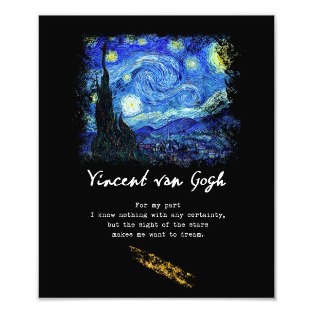 Foto Vincent Van Gogh. Starry Night Painting Poem Art (Frente)