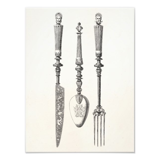 Foto Vintage 1800s Knife Fork Spoon Faces Velhas Cutler (Frente)