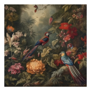 Foto Vintage botânica bird flores no paraíso