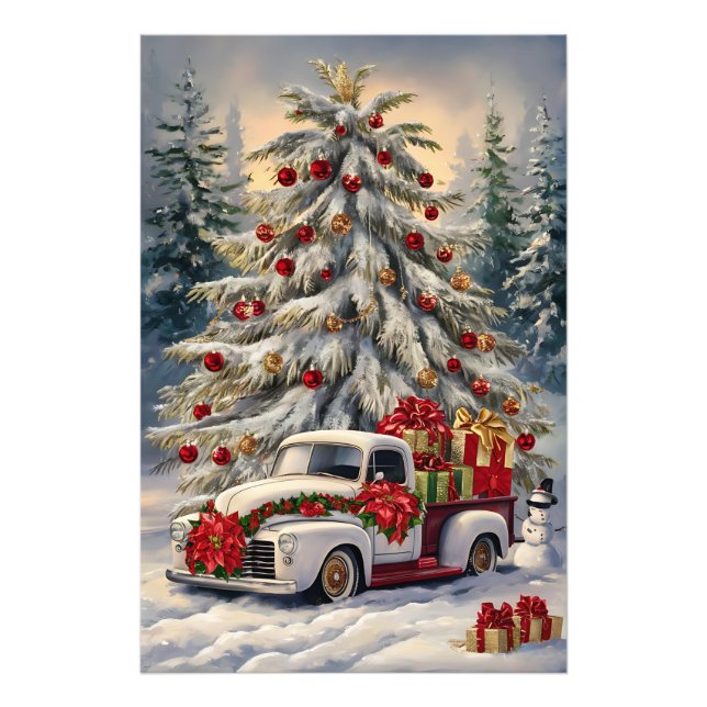 Foto Vintage Christmas Greeting Card – Majestic Snow- (Frente)