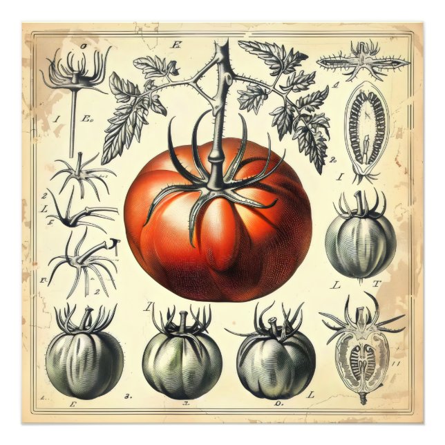 Foto Vintage do diagrama de tomate (Frente)