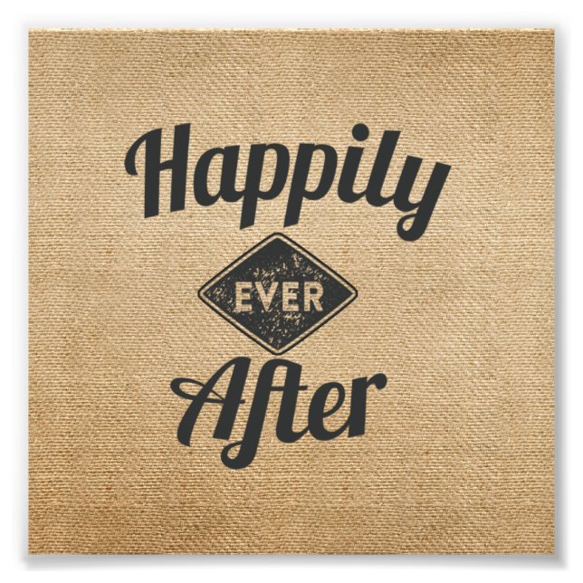 Foto Vintage Felizmente Depois De Burlap (Frente)