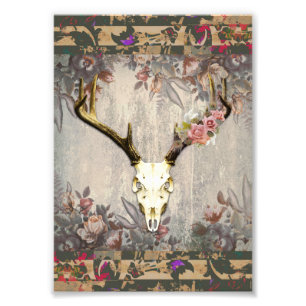 Foto Vintage Floral Victorian Deer Skull