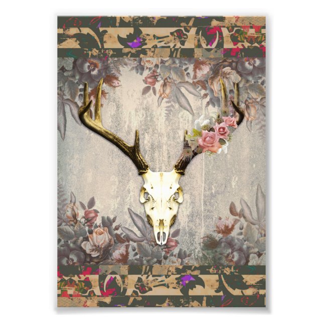 Foto Vintage Floral Victorian Deer Skull (Frente)