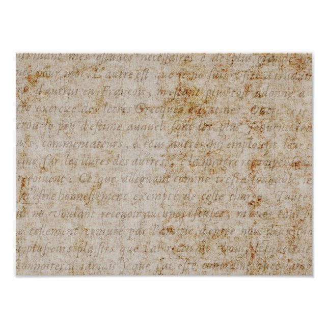 Foto Vintage French Brown Tan Text Antiga Folha (Frente)