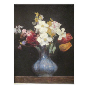 Foto Vintage Henri Latour Blue Vase Narciso e Tulip