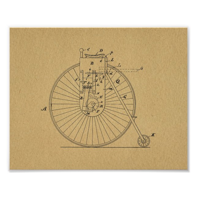 Foto Vintage High Wheeler Bicycle Patch Art Impressão (Frente)