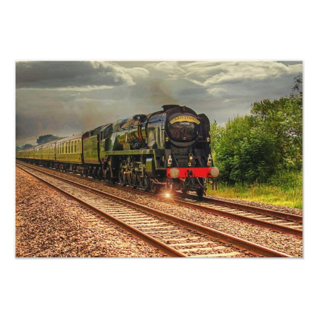 Foto Vintage Locomotive Train Countryside Photo Impress (Frente)