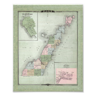 Foto Vintage Map of Door County, Wisconsin - Historical