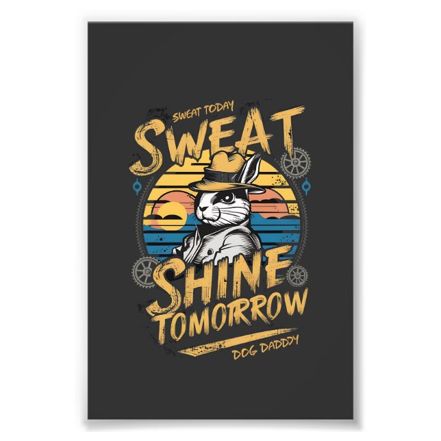 Foto Vintage Rabbit Workout Motivation Art (Frente)
