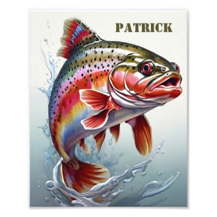 Foto Vintage Rainbow Trouk Fish - Pesca Pescador
