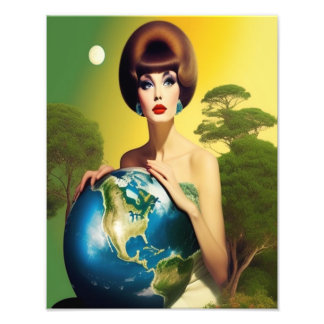 Foto Vintage Retro Mãe Terra Poster.
