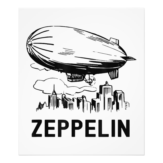 Foto Vintage Retro Zeppelin - Desenho de nave dirigível (Frente)