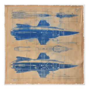 Foto Vintage Rocket Blueprint