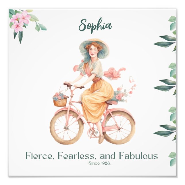 Foto Vintage Romântica Menina De Bicicleta (Frente)