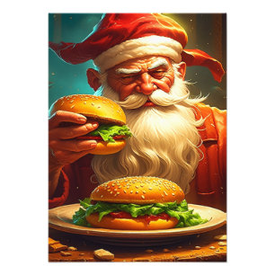 Foto Vintage Santa Claus com Hamburger