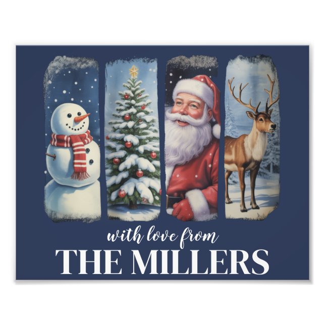 Foto Vintage Santa Claus Snowman Personalizado (Frente)