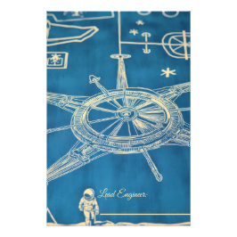 Foto Vintage Space Age Moon Base Blueprint - Retro Sci-