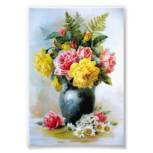Foto Vintage Vase de Rosas (Frente)