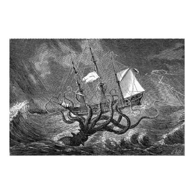 Foto Vintage Victorian Kraken Poster (Frente)