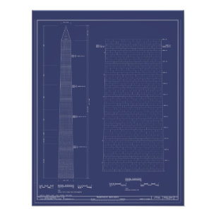 Foto Vintage Washington Monument Blueprints Poster