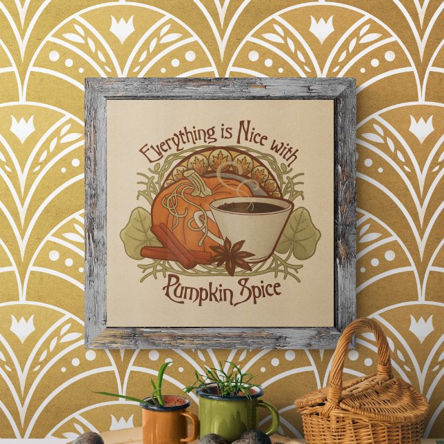 Foto Vista de café com picada de abóbora (Pumpkin Spice Coffee Vintage Look Photo Print)