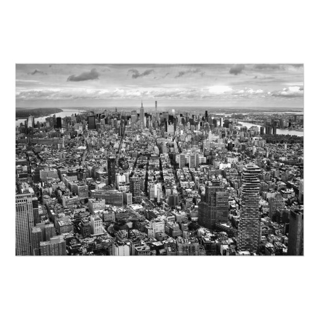 Foto Vista de Manhattan Preto e Branco (Frente)