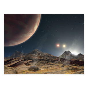 Foto Vista de uma lua hipotética em órbita