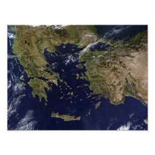 Foto Vista por satélite da Grécia e da Turquia
