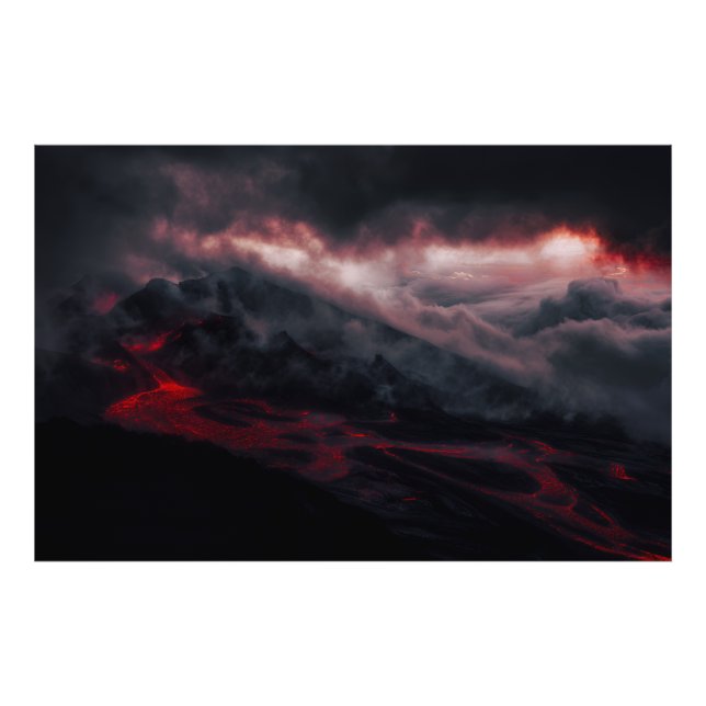 Foto Volcanic Eruption Lava Rivers Night Landscape (Frente)