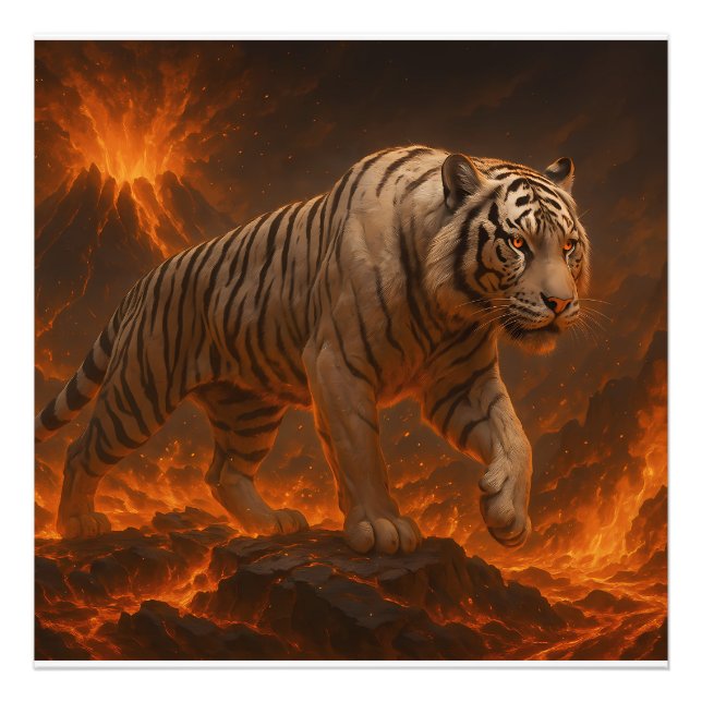 Foto Volcanic White Tiger Premium Wall Art – Fine Art C (Frente)
