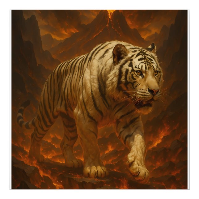Foto Volcanic White Tiger Premium Wall Art – Fine Art C (Frente)