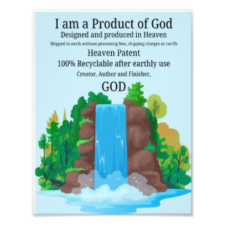 Foto Wall Art - Waterfall. Eu sou um Produto de Deus.
