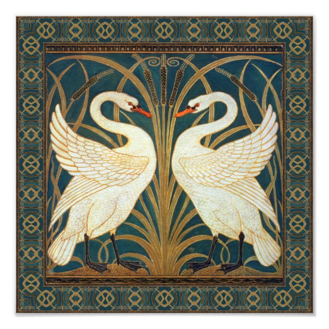 Foto Walter Crane Swan, Rush E Iris Art Nouveau (Frente)