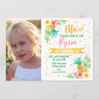 Foto: Watercolor Aloha Luau Convite Aniversário