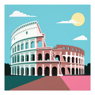 Foto Watercolor Colosseum Roma Flat design Poster