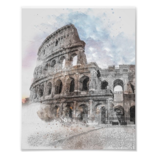 Foto Watercolor Colosseum Roma Itália (Frente)
