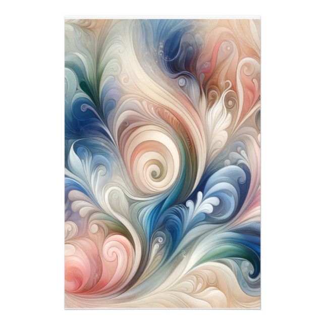 Foto Watercolor Fantasy Floral Pastel Blue & Cream (Frente)