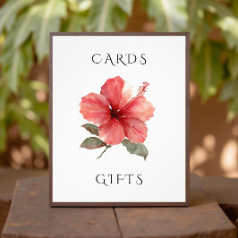 Foto Watercolor Hibiscus Wedding Cards & Gifts Sign