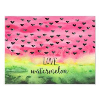 Foto Watercolor Love Watermelon Hearts