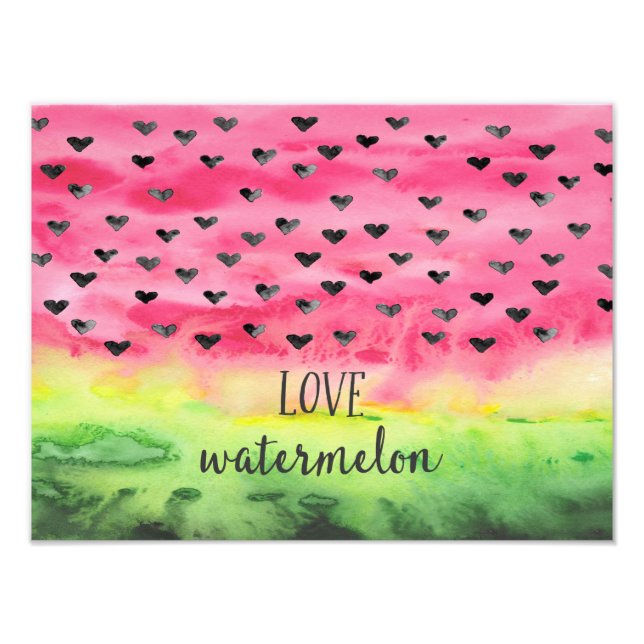 Foto Watercolor Love Watermelon Hearts (Frente)