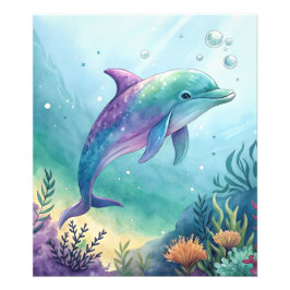 Foto Watercolor painted dolphin