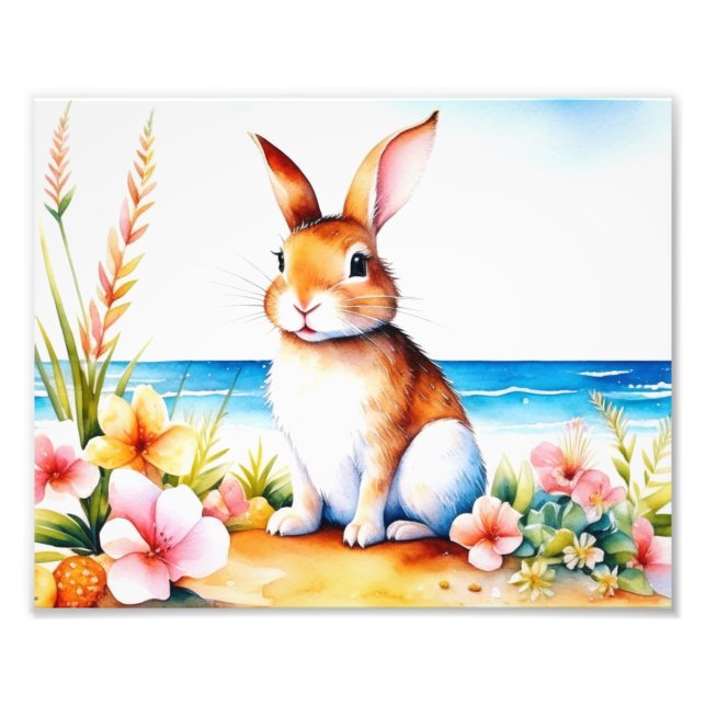 Foto Watercolor Páscoa Bunny Beach (Frente)