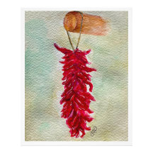 Watercolor Red Chile Ristra Novo México