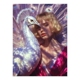 Foto Weißer Pfau und Schönheit in rosa Eleganz