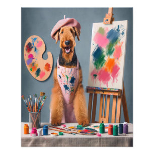 Foto Whimsical Airedale Terrier trabalhando como artist