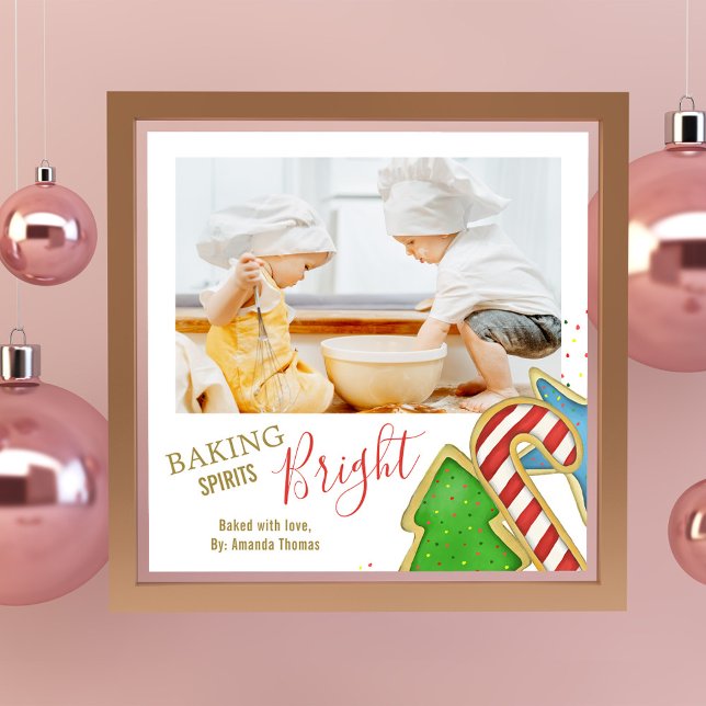 Foto Whimsical White Cookies Feriados Feriados de Natal (Christmas cookies whimsical cute photo print with watercolor artwork. )