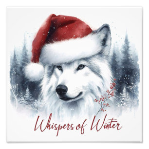 Foto Whispers do inverno - Lobo Aquarela em Santa Hat