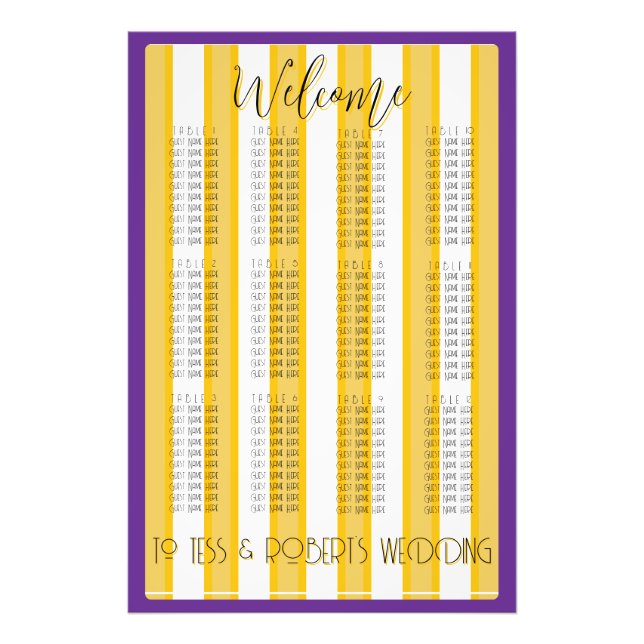 Foto White and Yellow Stripes & Purple Trim  (Frente)
