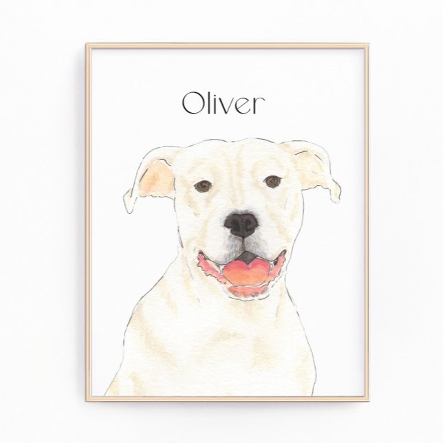 Foto White Pitbull Personalizado Staffy Dog Art (Criador carregado)